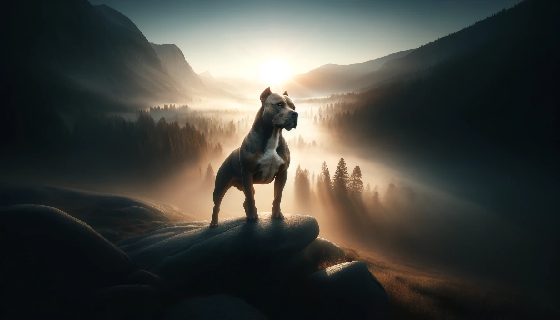 An image shows heroism and the gentle nature of pit bulls, their journey and the peaceful harmony they embody.